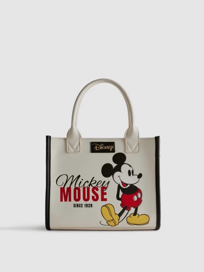 Disney Cream Mickey Mouse Tote With Black Trim And Red Accents